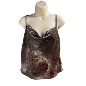 Banana Republic Velvet Cowl Neck Cami Tank Top XS Brown Burnout Fairy Grunge‎